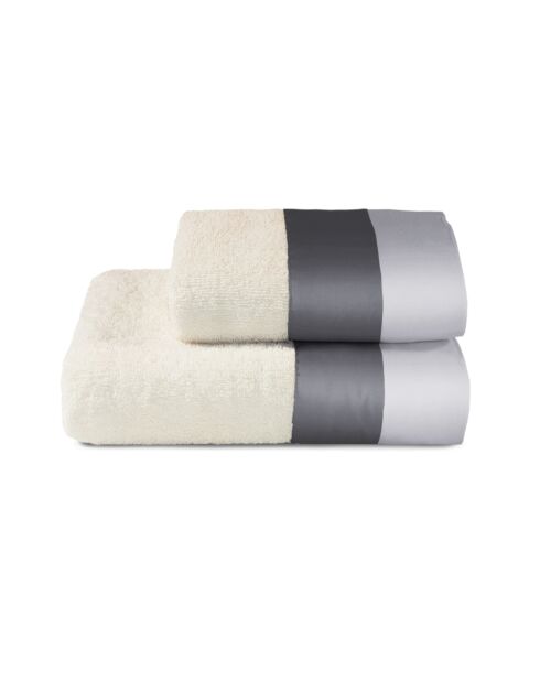 Lot de 2 serviettes éponges visage , invité en coton Soraya grises - 110x60 + 60x40 cm