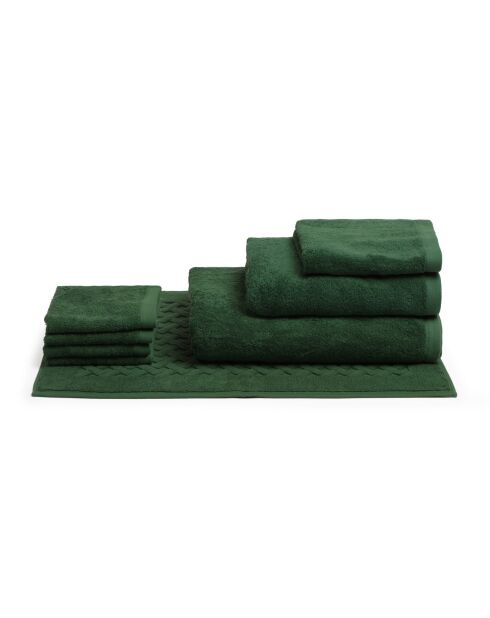 Ensemble de salle de bain en coton Elisa vert - 8 pièces