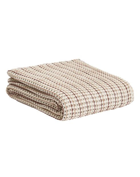 Dessus de lit en coton Ambrosia naturel/chocolat - 270x270 cm