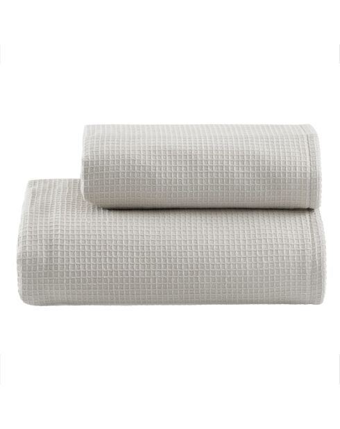Lot de 2 serviettes éponges visage , invité en coton Alma huître - 110x60 + 60x40 cm