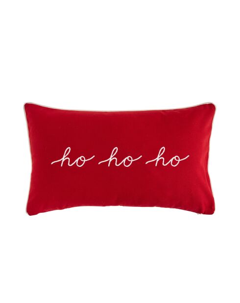 Ho Ho Ho katoenen sierkussen cherry - 50x30cm