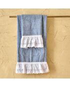 Lot de 2 serviettes éponges visage , invité en coton Louvre bleues - 110x60 + 60x40 cm
