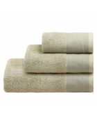 Serviettes éponge visage, invité et drap de bain en coton Mojave sable - 3 pièces