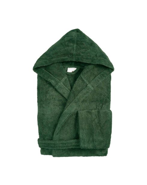 Peignoir à capuche en coton Elisa vert