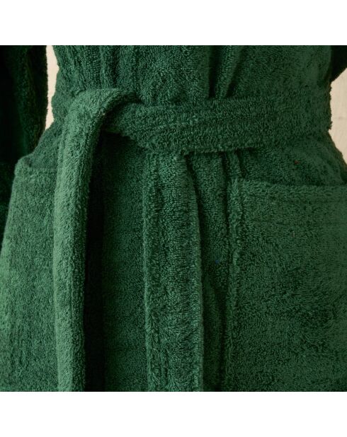 Peignoir à capuche en coton Elisa vert