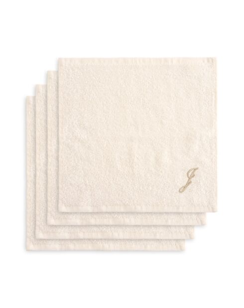 Mand + 4 katoenen washandjes Zahra J ivoor - 30x30 cm