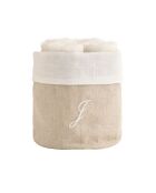 Mand + 4 katoenen washandjes Zahra J ivoor - 30x30 cm