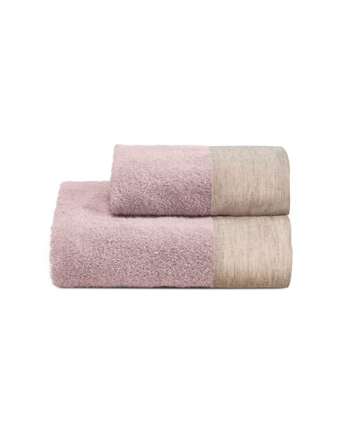 Lot de 2 serviettes éponges visage , invité Washed roses - 110x60 + 60x40 cm