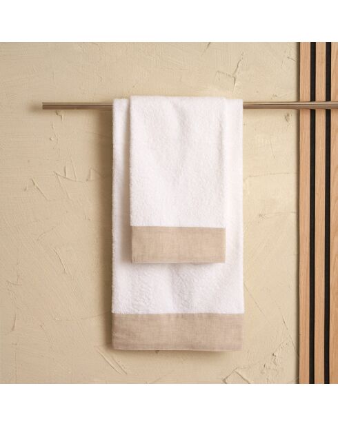 Lot de 2 serviettes éponges visage , invité Washed blanches - 110x60 + 60x40 cm