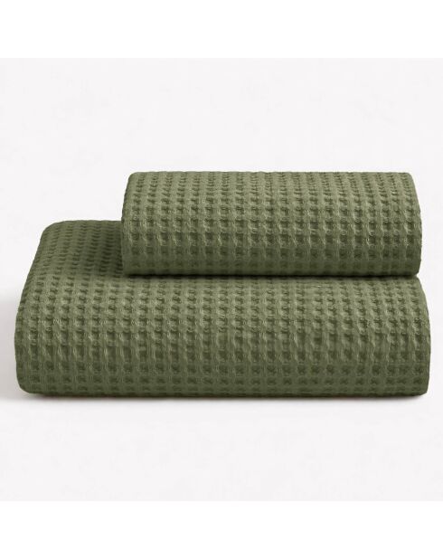 Lot de 2 serviettes éponges visage , invité en coton Milo bois - 110x60 + 60x40 cm