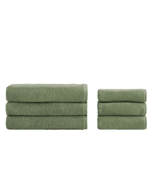 Set di 6 asciugamani per viso e ospiti in cotone Versilia verde - 110x60 + 60x40 cm