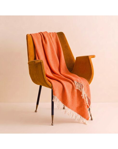 Orangefarbenes Baumwollplaid Levante - 150x200 cm