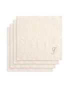 Panier + 4 gants de toilette en coton Zahra I ivoire - 30x30 cm