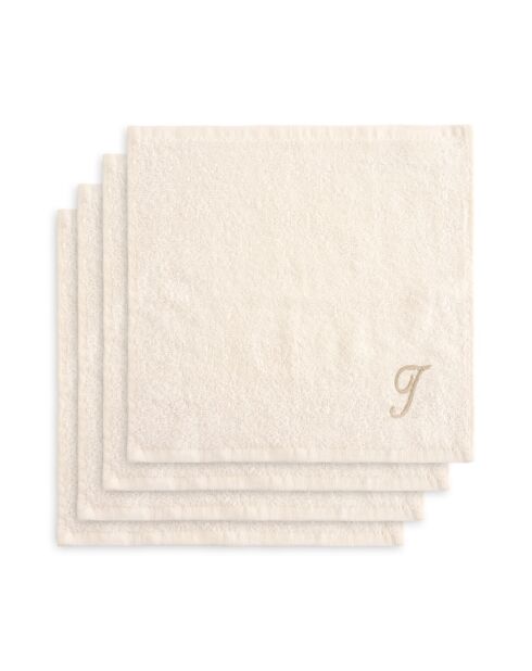 Panier + 4 gants de toilette en coton Zahra I ivoire - 30x30 cm