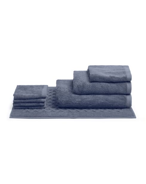Ensemble de salle de bain en coton Elisa bleu - 8 pièces