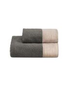 Lot de 2 serviettes éponges visage , invité Washed grisaille - 110x60 + 60x40 cm