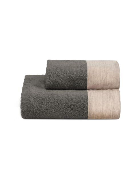 Lot de 2 serviettes éponges visage , invité Washed grisaille - 110x60 + 60x40 cm