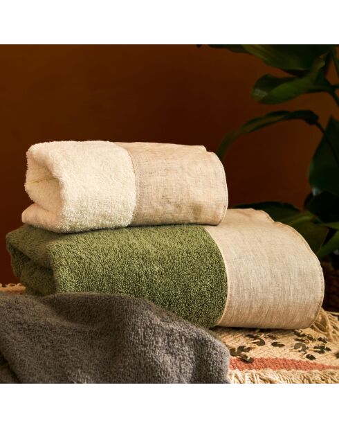 Set di 2 asciugamani da spiaggia beige lavati per viso e ospiti - 110x60 + 60x40 cm