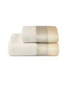 Set di 2 asciugamani per viso e ospiti in cotone Soraya beige - 110x60 + 60x40 cm