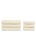 Lot de 6 serviettes éponges visage , invité en coton Versilia ivoire - 110x60 + 60x40 cm