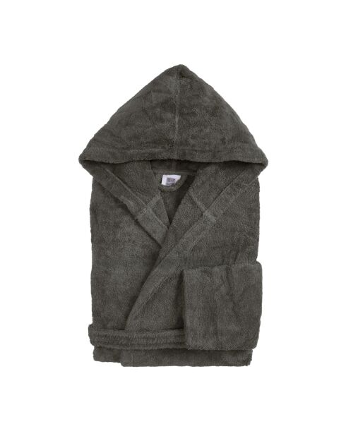 Peignoir à capuche en coton Elisa gris