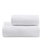 Lot de 2 serviettes éponges visage , invité en coton Alma blanches - 110x60 + 60x40 cm