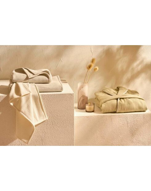 Lot de 2 serviettes éponges visage , invité en coton Alma blanches - 110x60 + 60x40 cm