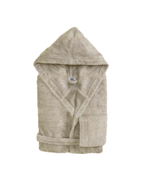 Peignoir à capuche en coton Elisa beige