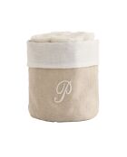 Panier + 4 gants de toilette en coton Zahra P ivoire - 30x30 cm