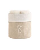 Mand + 4 katoenen washandjes Zahra T ivoor - 30x30 cm
