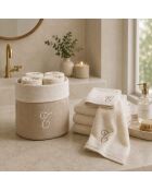 Mand + 4 katoenen washandjes Zahra T ivoor - 30x30 cm