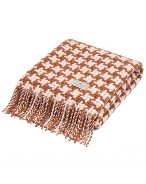 Plaid Pied de Poule chameau - 150x200 cm