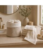 Panier + 4 gants de toilette en coton Zahra X ivoire - 30x30 cm