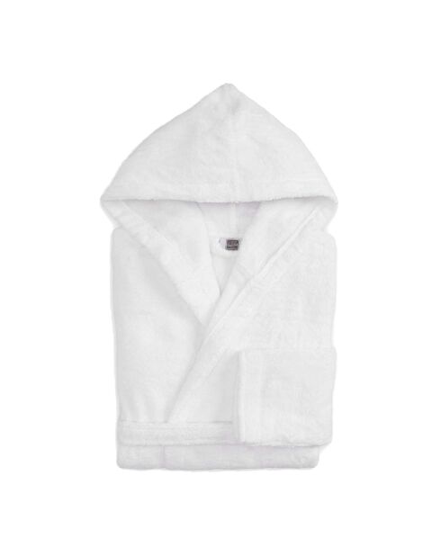 Peignoir à capuche en coton Elisa blanc