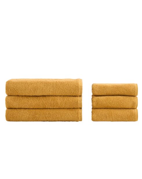Lot de 6 serviettes éponges visage , invité en coton Versilia bronze - 110x60 + 60x40 cm