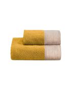 Lot de 2 serviettes éponges visage , invité Washed bronze jaune - 110x60 + 60x40 cm