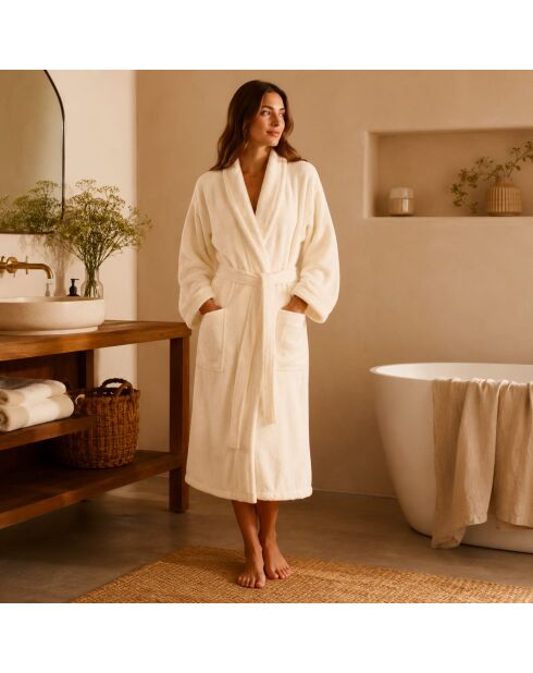 Peignoir de bain en coton Elisa ivoire