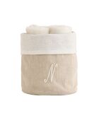 Mand + 4 katoenen washandjes Zahra N ivoor - 30x30 cm