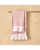 Lot de 2 serviettes éponges visage , invité en coton Louvre roses - 110x60 + 60x40 cm
