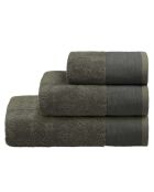 Serviettes éponge visage, invité et drap de bain en coton Mojave grises - 3 pièces