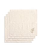 Panier + 4 gants de toilette en coton Zahra Q ivoire - 30x30 cm