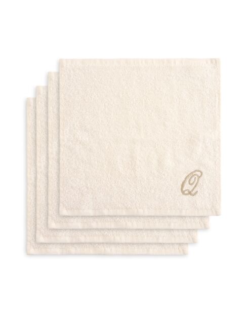 Panier + 4 gants de toilette en coton Zahra Q ivoire - 30x30 cm