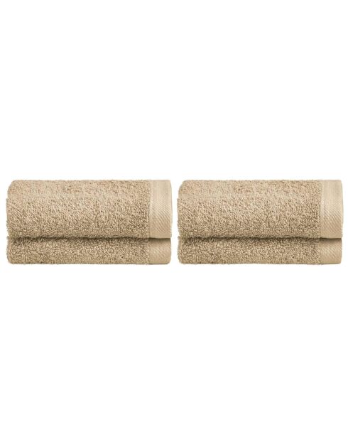 Set de 4 paños Elisa de algodón beige - 30x30 cm