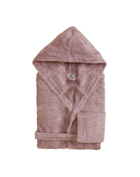 Peignoir à capuche en coton Elisa rose