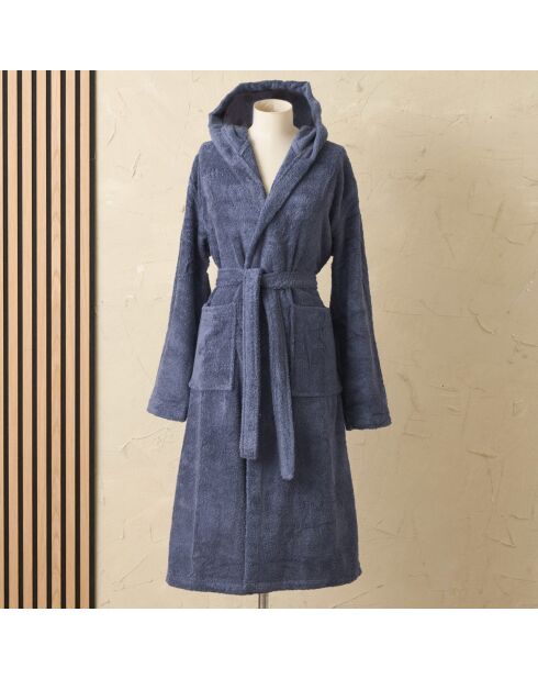 Peignoir de bain en coton Elisa bleu