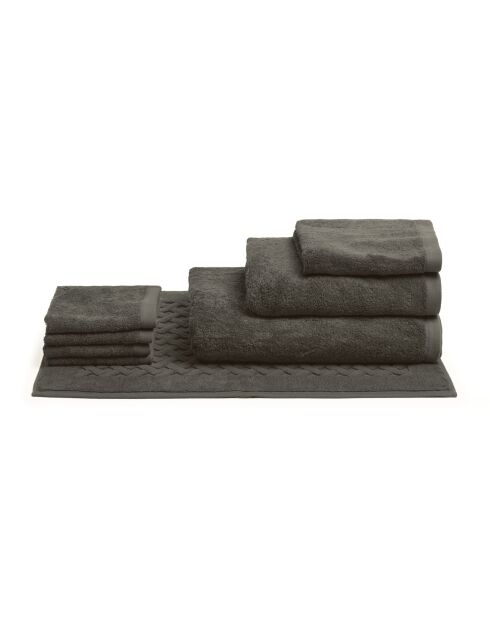 Ensemble de salle de bain en coton Elisa gris - 8 pièces