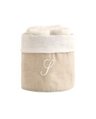 Cesta + 4 paños de algodón Zahra S marfil - 30x30 cm