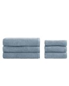 Lot de 6 serviettes éponges visage , invité en coton Versilia bleu ciel - 110x60 + 60x40 cm