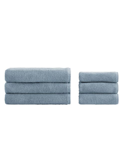 Lot de 6 serviettes éponges visage , invité en coton Versilia bleu ciel - 110x60 + 60x40 cm