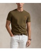 khakigrünes maßgeschneidertes Slim Fit-T-Shirt aus